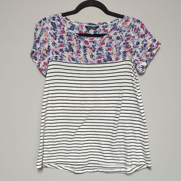 Joules Floral Striped Short Sleeve Blouse - Picture 1 of 6